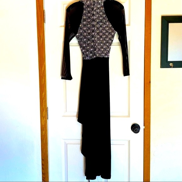 Brunnella W’s S&P Knobby Knit V-Neck Bodice Black Wrap Belt Dress Size Medium - Picture 3 of 6
